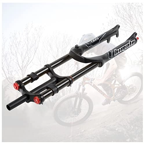 Mountain Bike Fork : DH Downhill Mountain Bike Suspension Fork 26 27.5 29 Inch MTB Fork Travel 130mm Air Fork Rebound Adjust Straight Double Shoulder Front Fork With Lockout (Color : Black, Size : 27.5'')