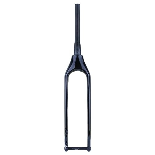 Mountain Bike Fork : Dunki 26 / 27.5 / 29'' Inch Mountain Bike Carbon Fiber Front Fork Rigid Forks Thru Axle 15x110mm Disc Brake Bicycle Fork Ultralight 1-1 / 8'' Tapered Tube (Color : Black-matte, Size : 26") (Black glossy)