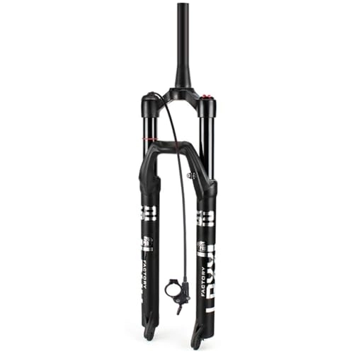 Mountain Bike Fork : DYSY MTB Fork 26 27.5 29 Inches Magnesium Alloy Mountain Bike Suspension Shocks 1-1 / 8 Straight Tube / Tapered Tube Bicycle Steerer Travel 100mm (Color : Remote lock B, Size : 29 inch)