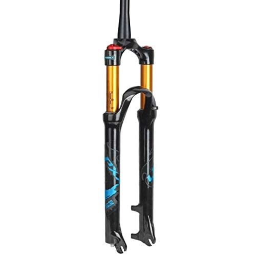 Mountain Bike Fork : DZGN Mountain bike suspension fork 26 27.5 29 inch travel 100mm air fork cone tube 1-1 / 2"XC bicycle QR hand control remote control MTB, A-Blue, 26in