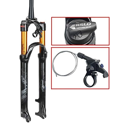 Mountain Bike Fork : DZGN Mountain bike suspension fork 26 27.5 29 inch travel 100mm air fork cone tube 1-1 / 2"XC bicycle QR hand control remote control MTB, B-Gray, 26in