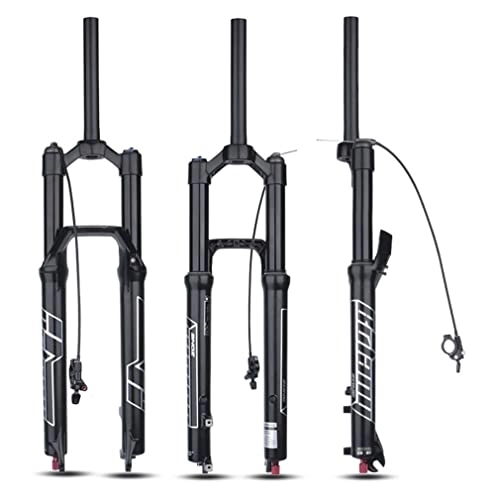 Mountain Bike Fork : HIMALO 26 / 27.5 / 29'' MTB Air Fork Travel 120mm Mountain Bike Suspension Fork Rebound Adjust Manual / Remote Lockout 28.6mm Straight Fork QR 9mm (Color : Remote, Size : 27.5'')