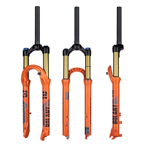 Mountain Bike Fork : HIMALO MTB Fork 26 / 27.5 / 29 Mountain Bike Air Suspension Fork 100mm Travel 28.6mm Straight Fork Manual Lockout Disc Brake QR 9mm (Color : Orange, Size : 26'')