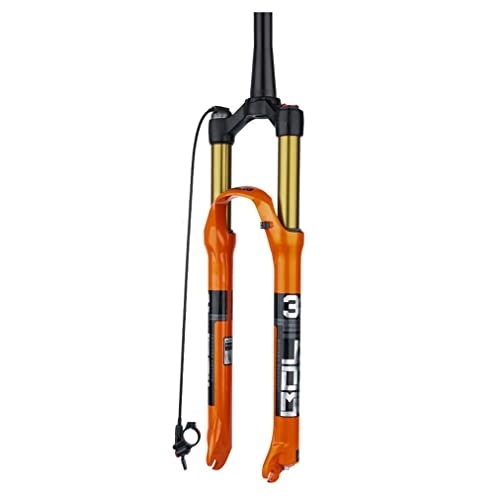 Mountain Bike Fork : HIMALO MTB Fork 26 27.5 29 Mountain Bike Suspension Fork Travel 100mm Air Fork 39.8mm Tapered Tube Front Fork Remote Lockout QR 9mm Disc Brake (Color : Orange, Size : 29'')