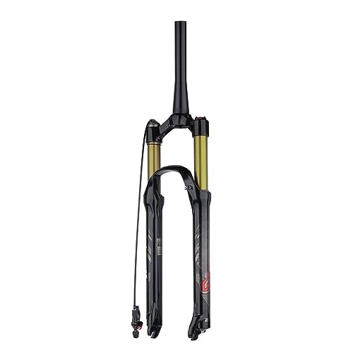 Mountain Bike Fork : JAYWIS Bicycle Fork, Suspension Fork, Mountain Bike Air Shock Fork, 26 / 27.5 / 29 Inch Remote, Cone Tube, 26inch, Gold