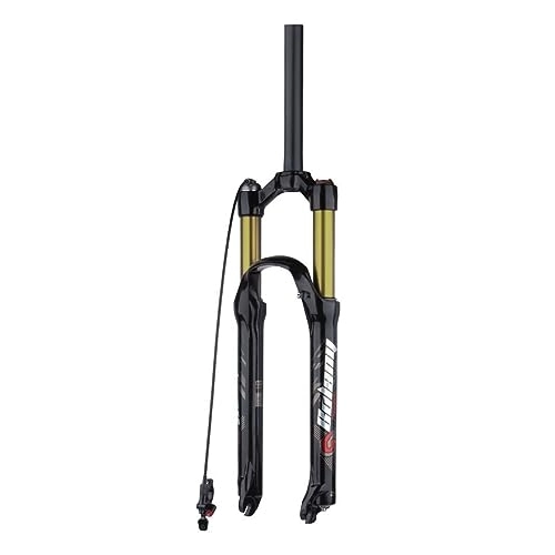 Mountain Bike Fork : JAYWIS Bicycle Suspension Front Fork, Mountain Bike Pneumatic Shock Absorber Fork, 26 / 27.5 / 29 Inch Cable Control, Straight Tube, 26inch, Gold