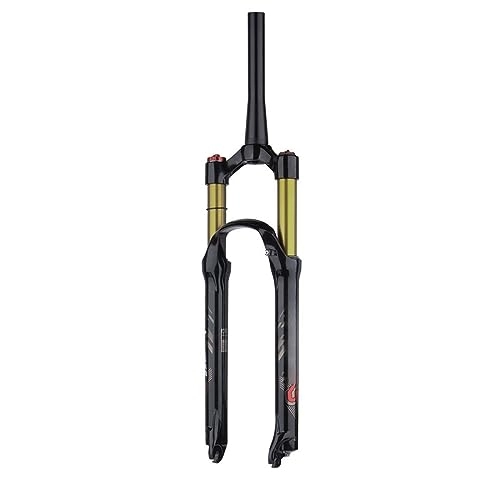 Mountain Bike Fork : JAYWIS Mountain Bike Suspension Fork, Bicycle Air Shock Fork, 26 / 27.5 / 29 Inch Shoulder Control, Tapered Tube, 27.5inch, Gold