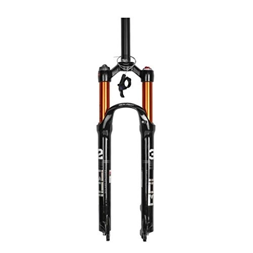 Mountain Bike Fork : KANGXYSQ Mountain Bike Suspension Fork, 26 "& 27.5Magnesium Alloy Pneumatic Disc Brake Damping Adjustment Travel 100mm Black (Color : B, Size : 26INCH)