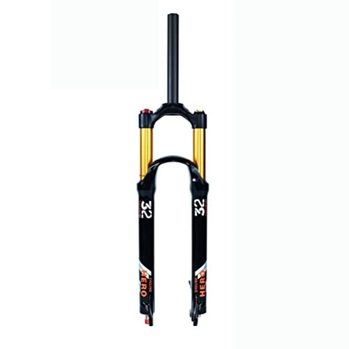 Mountain Bike Fork : KANGXYSQ MTB Front Fork 26 27.5 29 Inch Mountain Bike Suspension Fork Air Pressure QR 9mm Disc Brake Straight / Tapered Tube Front Forks (Color : Straight manual, Size : 29inch)