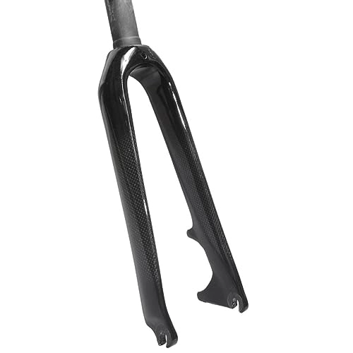 Mountain Bike Fork : LHHL 14" 16" 17" 18" Carbon Fiber Folding Bike Front Forks Rigid Fork 1-1 / 8" Threadless Ultralight Disc Brake QR 100x9mm Straight Tube Bicycle Forks (Color : Black-matte, Size : 16")