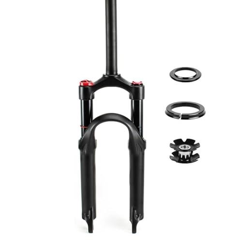 Mountain Bike Fork : LHHL 20 Inch Air Folding Bike Suspension Fork BMX 60mm Travel 1-1 / 8" Straight Tube MTB Forks QR 9x100mm Manual Lockout Disc Brake Mountain Bike Front Forks (Color : Black, Size : 27.5inch)