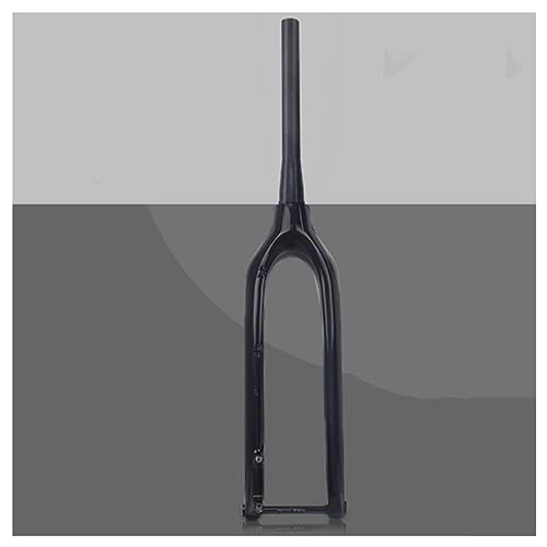 Mountain Bike Fork : LHHL 26 / 27.5 / 29'' Inch Carbon Fiber MTB Bike Rigid Forks Thru Axle 15x100mm Threadless Ultralight Mountain Bicycle Front Fork Tapered Tube 1-1 / 8" Disc Brake (Color : Black-glossy, Size : 26")