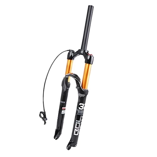 Mountain Bike Fork : LHHL Air MTB Suspension Fork 26" 27.5" 29" Mountain Bike Forks Straight / Tapered Tube 28.6mm QR 9mm Travel 100mm Remote Lockout Magnesium Alloy XC Bicycle Forks (Color : Straight, Size : 26")