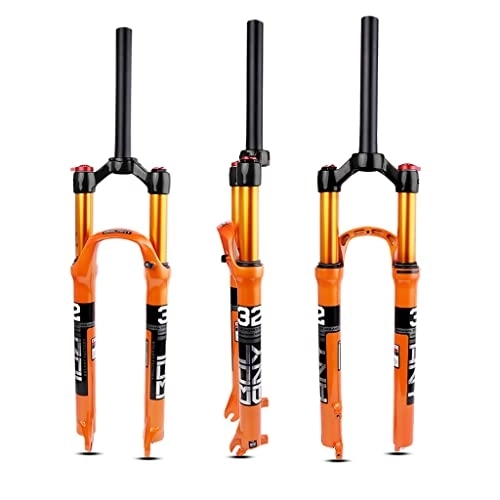 Mountain Bike Fork : LHHL Bike Front Forks 26 / 27.5 / 29inch MTB Air Suspension Fork Travel 100mm 1 1 / 8 Straight / Tapered Tube Mountain Bike Fork Manual Lockout QR 9mm XC AM FR (Color : Straight, Size : 26")