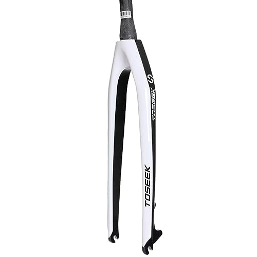 Mountain Bike Fork : LHHL Carbon Fiber MTB Rigid Fork 26 / 27.5 / 29" Tapered Tube 1-1 / 8" Disc Brake Mountain Bike Front Forks Threadless Ultralight Bicycle QR 9x100mm (Color : White glossy, Size : 27.5")