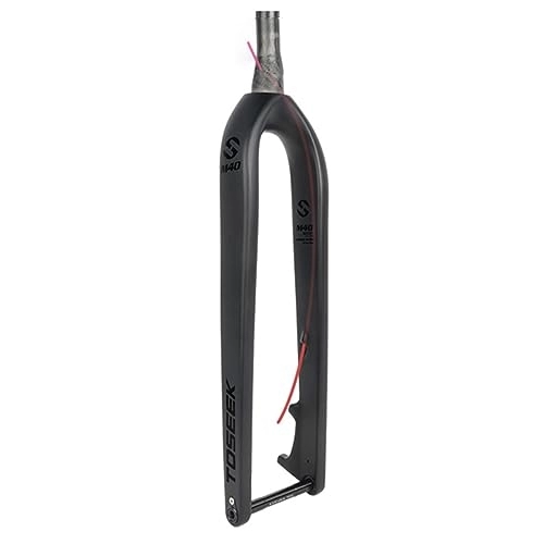 Mountain Bike Fork : LHHL Carbon Fiber MTB Rigid Forks 26" 27.5" 29" Inch 15x110mm Thru Axle Disc Brake Ultralight Front Fork Mountain Bicycle Forks 1-1 / 8'' Threadless Tapered Tube (Color : Black-B, Size : 29")