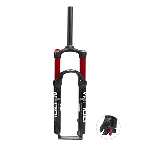 Mountain Bike Fork : LHHL Mountain Bike Fork 26 27.5 29 Inch Double Air Chamber Fork Travel 100mm MTB Front Forks 28.6mm Straight Tube Bicycle Shock Absorber Front Fork QR 9mm Manual Lockout (Color : Red, Size : 27.5")