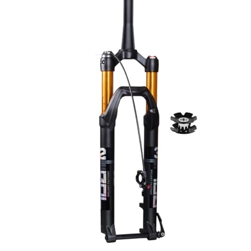 Mountain Bike Fork : LHHL MTB Air Fork 100mm Travel Disc Brake 26 / 27.5 / 29 Inches Mountain Bike Suspension Forks 1-1 / 2" Tapered Tube 100x15mm Thru Axle Manual Lockout (Color : Black, Size : 26 inch)