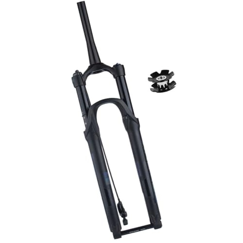 Mountain Bike Fork : LHHL MTB Air Suspension Forks Thru Axle 15x110 Mm Bike Front Fork 26 / 27.5 / 29 Inch 1-1 / 2" Tapered Tube Mountain Bike Front Fork 100mm Travel With Damping (Color : Black, Size : 27.5inch)