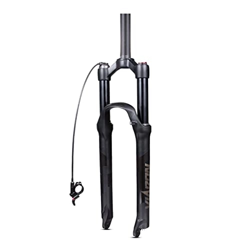 Mountain Bike Fork : LHHL MTB Fork 26 / 27.5 / 29 Inch Air Mountain Bike Suspension Fork 100mm Travel With Rebound Damping 1 1 / 8" Straight Tube Bicycle Front Fork QR 9mm Remote Lockout (Color : Black, Size : 26")