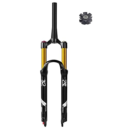 Mountain Bike Fork : LvTu 26 / 27.5 / 29 Inch Air MTB Front Fork 140mm Travel, 1-1 / 8" Straight / Tapered Mountain Bike Fork Rebound Adjust Disc Brake QR 9mm (Color : Tapered Manual Lockout, Size : 26 inch)