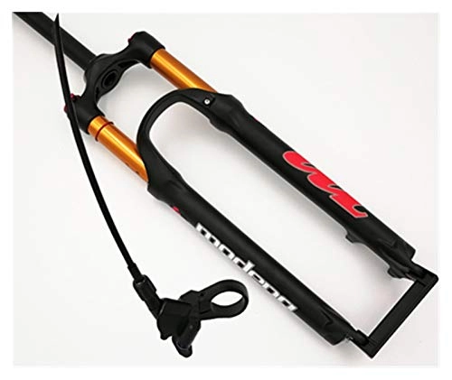Mountain Bike Fork : lxxiulirzeu Mountain bicycle Fork 26in 27.5in 29 inch Gold Pipe Travel suspension fork air damping front fork remote and m (Color : 29Black Red RL)