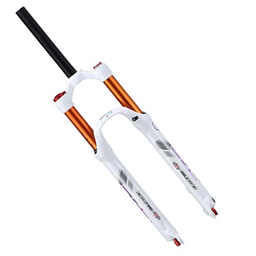 Mountain Bike Fork : LYYCX Mountain Bike Front Fork 26" Suspension Forks 27.5" Air System 120mm Travel 1-1 / 8" Disc Brake (Color : White, Size : 27.5 inch)