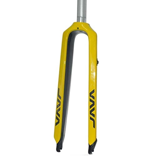 Mountain Bike Fork : M-YN Mountain Bike Front Fork Carbon Fiber Hard Fork 26 / 27.5 Inch Bicycle Carbon Fork Disc Brake Cone Tube (Color : Yellow)