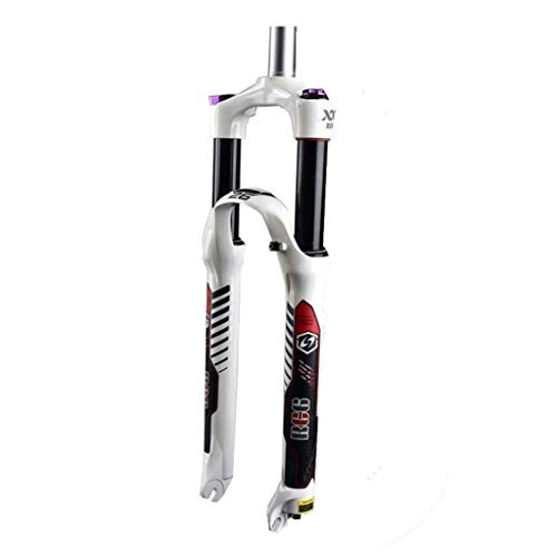 Mountain Bike Fork : MDZZ Suspension ForksGas Fork God Control Pure Disc Lock 26 / 27.5 Inch Mountain Bike Black Tube (Color : White, Size : 27.5inch)