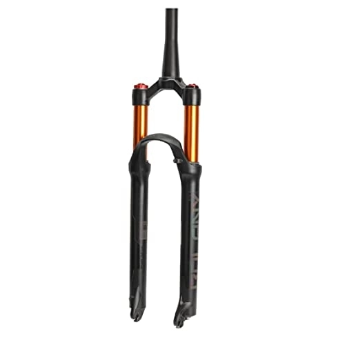 Mountain Bike Fork : Mountain Bike Air Suspension Forks, 26 / 27.5 / 29 inch MTB Bicycle Front Fork Straight Tube / Tapered Tube 100mm Travel QR 9mm with Rebound Adjustment (Color : Gold Tapered Tube, Size : 26inch)