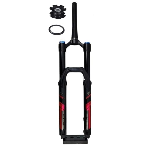 Mountain Bike Fork : Mountain Bike Front Fork 26 27.5 In Bicycle Suspension Gas Forks Shock Absorber 1-1 / 2'' Tapered 165mm Travel Thru Axle 15 * 110 Shoulder Control Damping (Color : Black red, Size : 27.5inch)