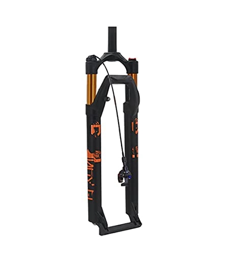 Mountain Bike Fork : Mountain bike front fork shock absorber fork straight tube opening without damping wire control 27.5 29 inch pneumatic bicycle fork 100 * 15mm tube shaft(Color:gold, Size:29'')
