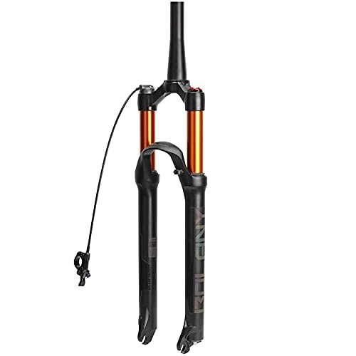 Mountain Bike Fork : Mountain Bike Front Forks, Straight / Tapered Tube Rebound Adjustment Air Suspension Front Fork Manual / Remote Lockout (Color : Tapered Remote, Size : 29 inches)