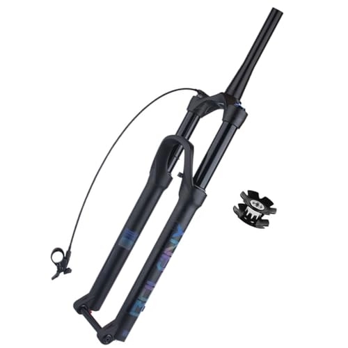 Mountain Bike Fork : Mountain Bike Front Forks With Air Damping Suspension Fork Thru Axle 15x100mm Tapered Tube 120mm Travel Bicycle Fork Disc Brake Remote Lockout (Color : Black, Size : 29inch) (Black 26inch)