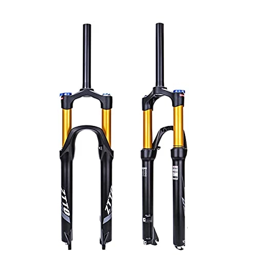 Mountain Bike Fork : Mountain Bike MTB Air Suspension Front Fork 26 / 27.5 / 29 Inch Bicycle Fork QR 9mm Travel 120mm 1 1 / 8 Air Pressure Shock Absorber Fork (Color : Gold, Size : 26inch)