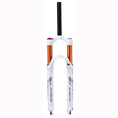 Mountain Bike Fork : Mountain Bike Suspension Fork 26 / 27.5 Inches, Magnesium Alloy Double Air Chamber with Damping Adjustment Air Fork (White 27.5)