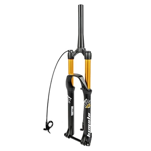 Mountain Bike Fork : MTB Air Fork 26 / 27.5 / 29 Inch Mountain Bike Suspension Forks Travel 130mm Rebound Adjustable Remote Lockout 1-1 / 8'' Straight / Tapered Fork Thru Axle 15x100mm XC / AM ( Color : Gold Tapered , Size : 26'' )