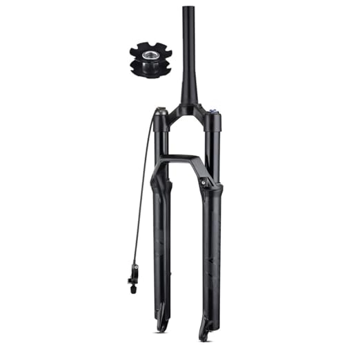 Mountain Bike Fork : MTB Air Suspension Fork 27.5 29 Inch XC AM Mountain Bike Front Forks 140mm Travel QR Axle 9mm 100mm Tapered 1-1 / 8 Rebound Adjust Manual Remote Lockout (Color : Black Remote, Size : 27.5inch)