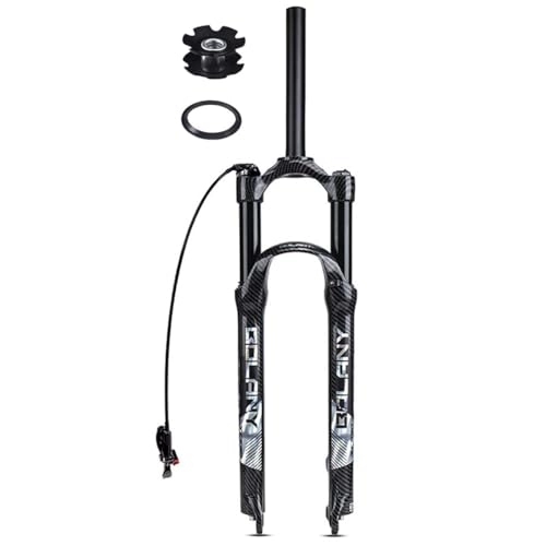 Mountain Bike Fork : MTB Bicycle Air Suspension Fork 29 Inch XC AM Mountain Bike Front Forks 120mm Travel QR Axle 9mm 100mm Straight Tube 1-1 / 8 Manual Remote Lockout (Color : Black remote, Size : 29inch)