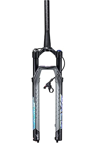 Mountain Bike Fork : MTB Bike Fork 27.5" Air Shock AM Bicycle Suspension Fork 29" Remote Lockout Rebound Adjust Cone Steerer 1-1 / 2" QR 9mm 1750g (Color : Black, Size : 29inch)