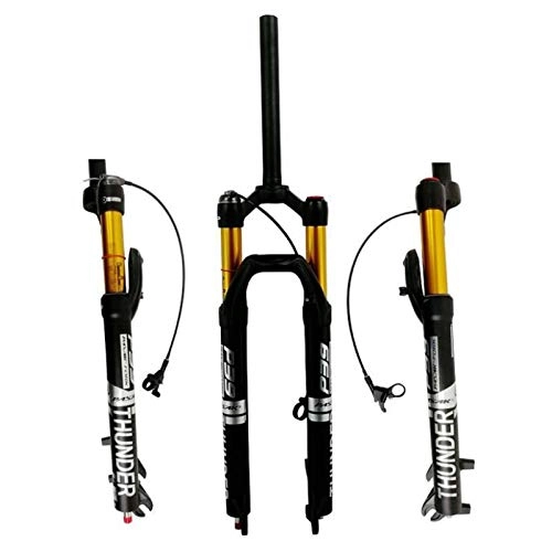 Mountain Bike Fork : MTB Bike Fork 27.5" Air Shock AM Bicycle Suspension Fork 29" Remote Lockout Rebound Adjust Straight Steerer 1-1 / 8" QR 9mm Travel 100mm (Color : Black silver-RL, Size : 27.5inch)