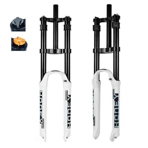 Mountain Bike Fork : MTB DH Suspension Air Fork 26 / 27.5 / 29 Inch, Magnesium Alloy 28.6mm Double Shoulder Mountain Bicycle Shock Absorber Fork Travel 160mm (Color : White, Size : 26 inch)