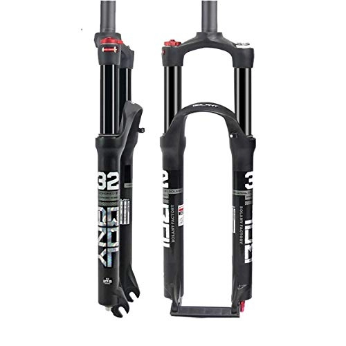 Mountain Bike Fork : MZP 26 27.5 29 Inch Air Fork Mountain Bike Bicycle MTB Suspension Fork Aluminum Alloy Shock Absorber Fork Shoulder Control Cone Tube 1-1 / 8" Travel:100mm (Size : 26in)