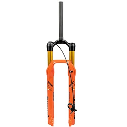 Mountain Bike Fork : QFWRYBHD 26 / 27.5 / 29-inch MTB Fork 1-1 / 8" Straight Mountain Bike Suspension Fork Remote Lockout 100mm Travel Ultralight Mountain Bike Front Forks (Color : Orange, Size : 27.5inch)