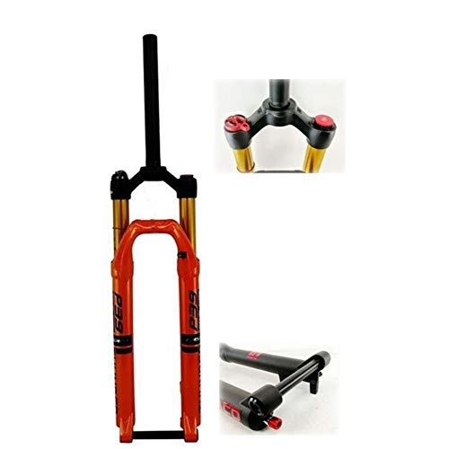 Mountain Bike Fork : QFWRYBHD 29" 27.5" Mountain Bicycle MtbAir Suspension Mtb Fork Thru Axle 15 * 100mm Rebound Adjustment Line Remote for Disc Brake Bike (Color : Shoulder control orange, Size : 27.5")