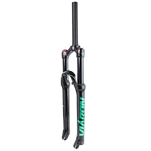 Mountain Bike Fork : QHY 26 / 27.5 / 29 Inch Bike Air Fork MTB Bicycle Suspension Fork, Straight Steerer Front Fork 100mm Travel Manual Lockout 9mmQR (Color : Green, Size : 26in)