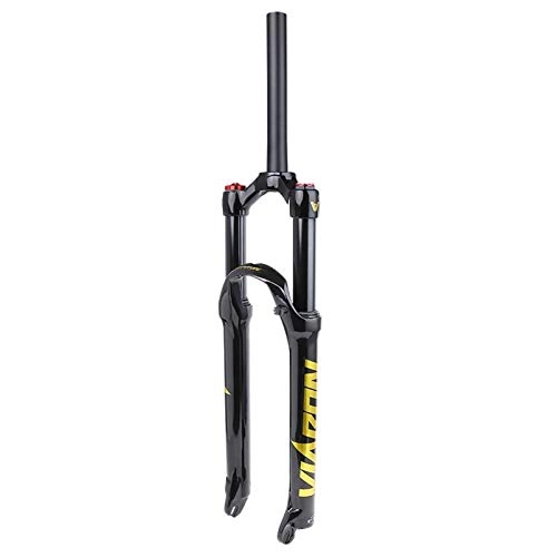 Mountain Bike Fork : QHY 26 / 27.5 / 29 Inch Bike Air Fork MTB Bicycle Suspension Fork, Straight Steerer Front Fork 100mm Travel Manual Lockout 9mmQR (Color : Yellow, Size : 26in)