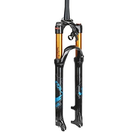 Mountain Bike Fork : QHY 26 / 27.5 / 29 Inch Mountain Bike Suspension Fork Travel 100mm Air Fork Cone Tube 1-1 / 2" XC Bicycle QR Hand Control Remote Control MTB HL / RL 1650G (Color : Blue RL, Size : 29in)
