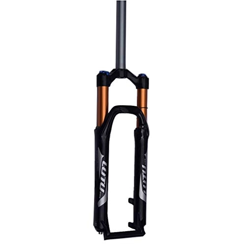 Mountain Bike Fork : QHY Bicycle Fork MTB Air Suspension Fork 26 / 27.5 / 29 Inch Mountain Bike Fork Disc Brake QR 105mm Travel Straight 1-1 / 8" HL / RL 1680G (Color : Gold, Size : 26in)