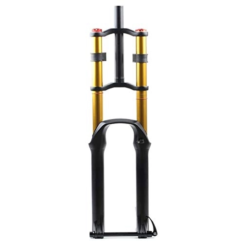 Mountain Bike Fork : QHY Mountain Bike Fork 26 27.5 29 Inch DH Bicycle Suspension Fork Travel 130mm Air Damping MTB Disc Brake Fork 1-1 / 8" 1-1 / 2" Thru Axle 15mm HL 2600g (Color : Gold-A, Size : 29inch)